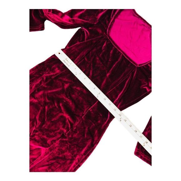 2519 Women's Sz Small Wine Velvet Velour Bodycon Dress Long Sleeve - Picture 3 of 6